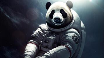 panda astronauta dentro espaço ai gerado foto