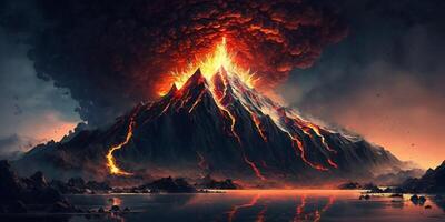 a vulcânico erupção com ai gerado. foto