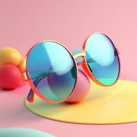 oculos de sol dentro verão conceito dentro tendendo cor paleta para publicidade com generativo ai foto