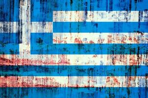 Grécia bandeira em oxidado metal textura foto