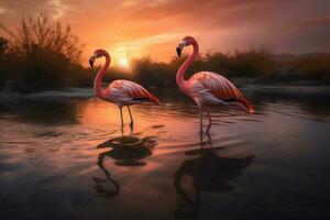 flamingo em a rio com luz exposição foto