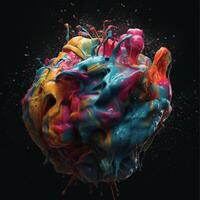 uma colorida cérebro é coberto dentro pintura com generativo ai foto