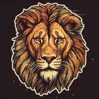 ai generativo leão cabeça dentro retro estilo, leão cabeça dentro vintage estilo, leão cabeça emblema, leão cabeça para tatuagem ou camiseta, leão cabeça mascote foto