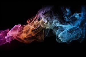 ai generativo colorida fumaça isolado em Preto fundo. abstrato fundo do colorida fumaça. foto