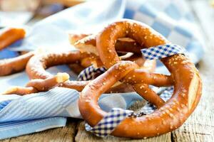 saboroso pretzel fechar acima foto