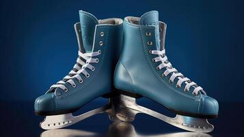 gelo patins em azul fundo, generativo ai foto