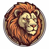 ai generativo leão cabeça dentro retro estilo, leão cabeça dentro vintage estilo, leão cabeça emblema, leão cabeça para tatuagem ou camiseta, leão cabeça mascote foto