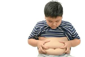 obeso gordo Garoto excesso de peso isolado em branco foto