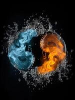 fogo e água - yin yang conceito - tao símbolo, generativo ai foto
