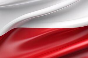 branco e vermelho fundo, acenando a nacional bandeira do Polônia, acenou uma altamente detalhado fechar-se. ai gerado foto