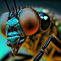 fechar-se macro fotografia do mosca insetos ai generativo foto
