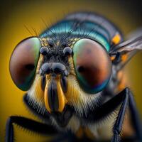 fechar-se macro fotografia do mosca insetos ai generativo foto