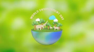 a terra e animal para mundo meio Ambiente dia 3d Renderização foto