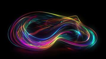 abstrato 3d onda dentro néon holográfico movimento. generativo ai foto
