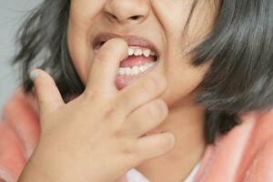 detalhe tiro do criança com dentes ausência de foto