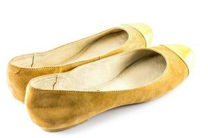 Castanho e ouro sapatos foto