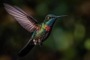 deslumbrante beija Flor dentro voar cativante animais selvagens fotografia. ai gerado foto