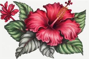 hibisco flor desenho. ai gerado foto