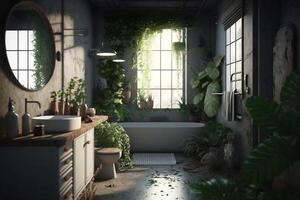 banheiro interior Projeto urbano selva estilo. ai generativo foto