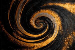 abstrato, Preto fundo fez do swirly misturar do ouro, prata e confusão. generativo ai ilustração. foto