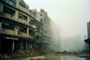 destruído cidade edifícios. gerar ai foto