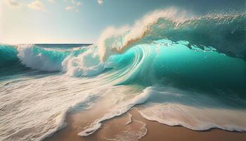 lindo tropica onda verão mar ai gerado imagem foto