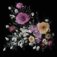 ramalhete do flores, flor fundo, abstrato floral fundo, botânico aguarela ilustração, generativo ai foto