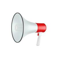 Alto-falante ou megafone chifre branco e vermelho megafon é uma simulado notificação alto falante ícone. 3d ilustração Renderização - recorte caminho foto