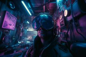 cyberpunk artificial inteligência espaço. gerar ai foto