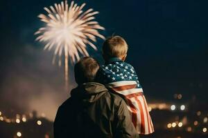 americano independência dia fogos de artifício pessoas. gerar ai foto