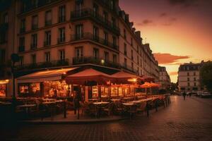 rua Paris cafeteria. gerar ai foto