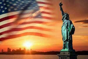 americano independência dia estátua. gerar ai foto