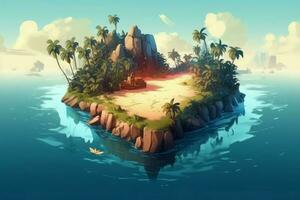 lindo tropical ilha coração forma. gerar ai foto