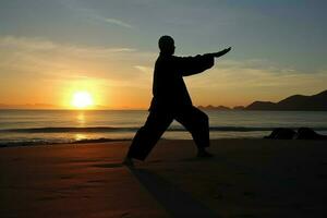 tai chi pôr do sol. gerar ai foto