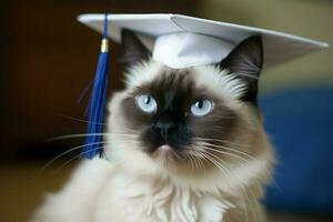 graduado gato inteligente. gerar ai foto