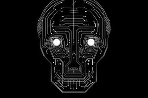 branco robô cabeça face binário código logotipo artificial inteligência generativo ai foto
