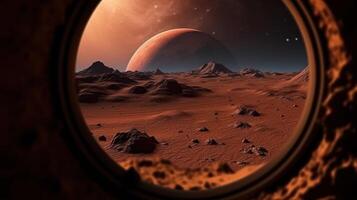 exploração do a planeta Marte, vermelho planeta panorama generativo ai foto