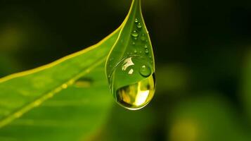 verde folha com água solta ilustração ai generativo foto
