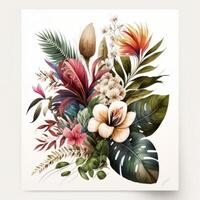 aguarela tropical folhas. ilustração ai generativo foto