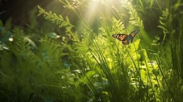 verão floresta fundo. ilustração ai generativo foto