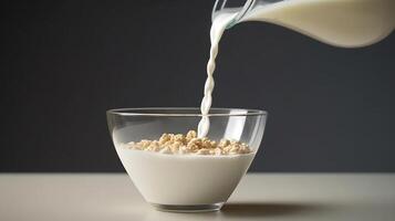 leite e tigela do cereal. ilustração ai generativo foto