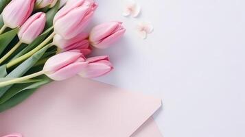 Rosa tulipas fundo. ilustração ai generativo foto