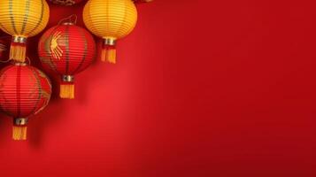 vermelho chinês feriado fundo. ilustração ai generativo foto