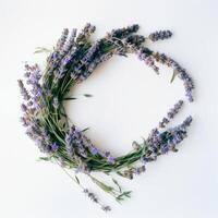 lavanda flor guirlanda. ilustração ai generativo foto