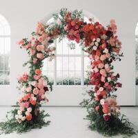 Casamento floral arco. ilustração ai generativo foto