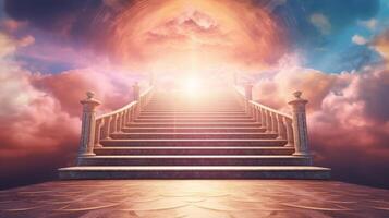 escadas para paraíso. ilustração ai generativo foto