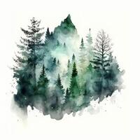 aguarela verde floresta. ilustração ai generativo foto
