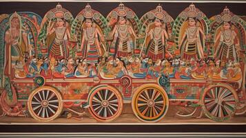 Ratha yatra, hindu religioso festival. sagrado carros do a divindades. ai gerado. foto