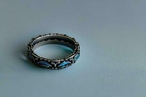 luxuoso azul pedra preciosa anel - a perfeito acessório para uma chique Veja foto