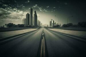 esvaziar asfalto estrada para moderno cidade ai gerado foto